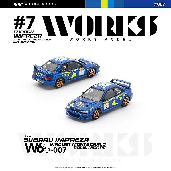 *** PRÉ-ORDER *** Subaru Impreza WRC 1997 Colin McRae Rallye Monte Carlo 1:64 Works Model
