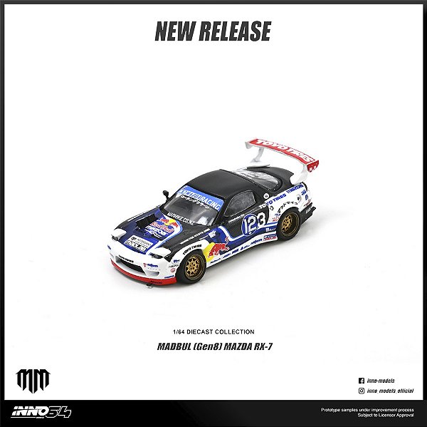 *** PRÉ-ORDER *** Mazda RX-7 Mad Mike MADBUL GEN8 1:64 INNO64