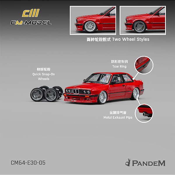 *** PRÉ-ORDER *** Pandem M3 E30 1:64 CM Model Vermelho