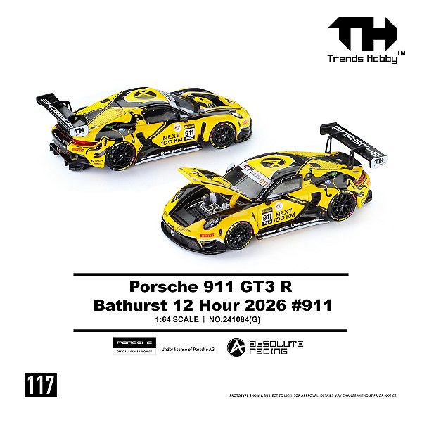 *** PRÉ-ORDER *** Porsche GT3 R - B12H 2026 #911 1:64 Trends Hobby