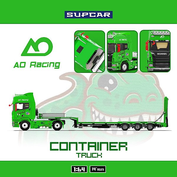 *** PRÉ-ORDER *** Scania Fatbed Tyrannosaurus Rexy 1:64 SUPCAR Green
