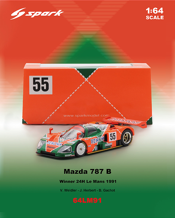 *** PRÉ-ORDER *** Mazda 787B No.55 Winner 24Hs Le Mans 1991 1:64 Spark