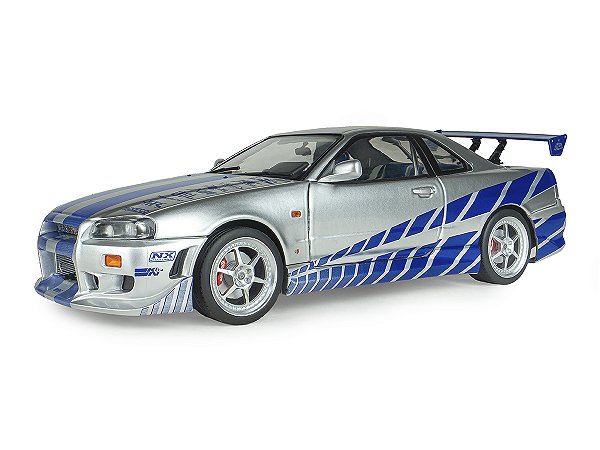 *** PRÉ-ORDER *** Nissan Skyline GT-R R34 Brian O'Conner Velozes e Furiosos 2 1:18 Solido