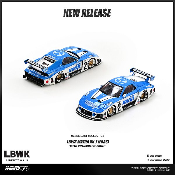 *** PRÉ-ORDER *** Mazda RX7 (FD3S) LB-SUPER SILHOUETTE "MEIJI" 1:64 INNO64