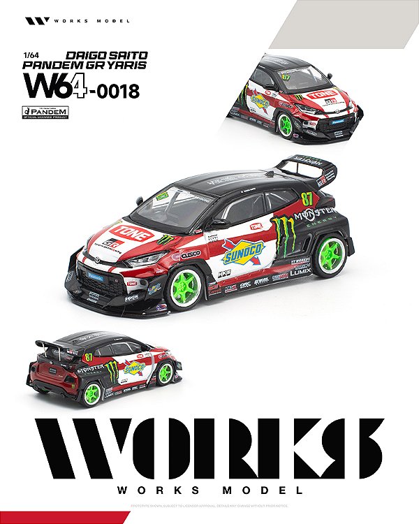 *** PRÉ-ORDER *** PANDEM GR Yaris Daigo Saito 1:64 Works Model QTD3