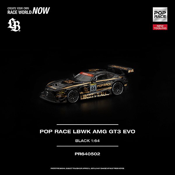 *** PRÉ-ORDER *** POP RACE LBWK AMG GT3 EVO Liberty Walk 1:64 POP RACE Black QTD3