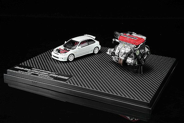 Display Set Honda Civic Type R EK9 1:64 + Motor 1:18 MOTORHELIX Exclusive