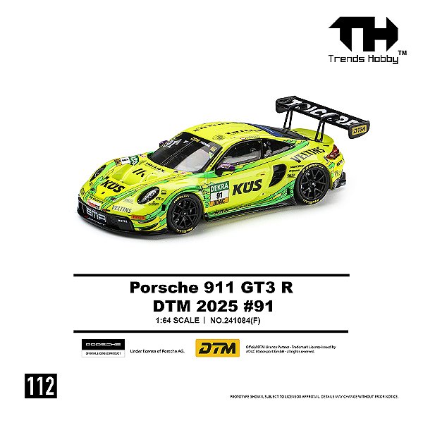 *** PRÉ-ORDER *** Porsche 911 GT3 R DTM 2025 No.91 1:64 Trends Hobby QTD3