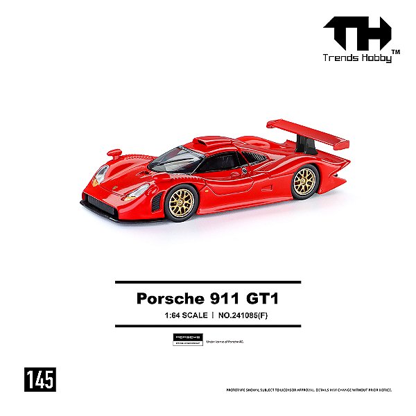 *** PRÉ-ORDER *** Porsche 911 GT1 1998 1:64 Trends Hobby Vermelho QTD3