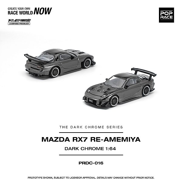 *** PRÉ-ORDER *** Mazda RX-7 RE-AMEMIYA 1:64 POP RACE Dark Chrome QTD3