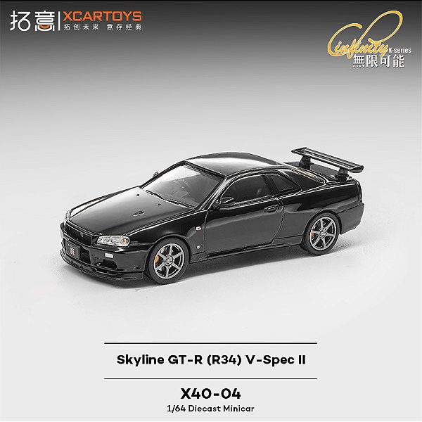 *** PRÉ-ORDER *** Skyline GT-R R34 V-SPEC II 1:64 XCARTOYS Preto QTD3