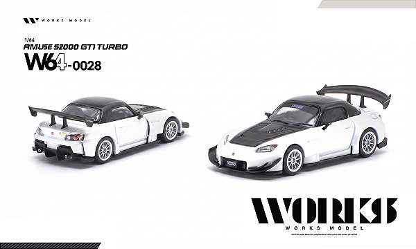 *** PRÉ-ORDER *** Amuse S2000 GT1 Turbo 1:64 Works Model Branco QTD3