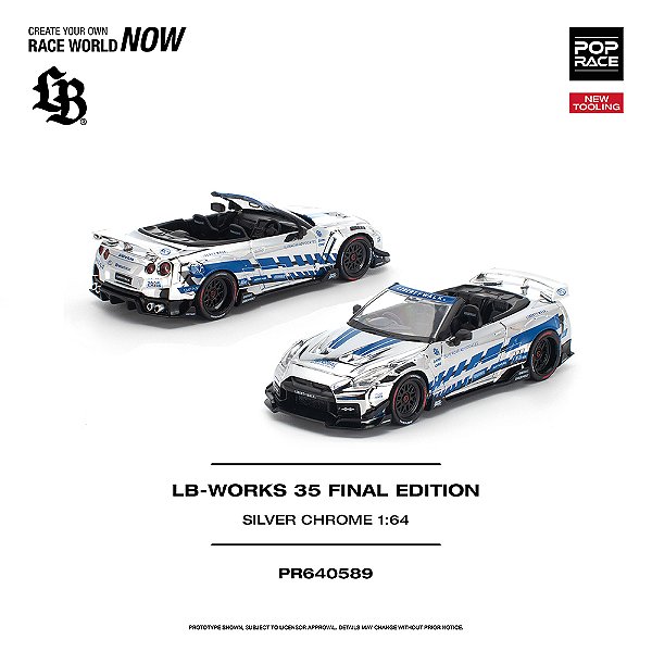 *** PRÉ-ORDER *** LB-WORKS 35GT-R Final Edition Liberty Walk 1:64 POP RACE Silver Chrome QTD3