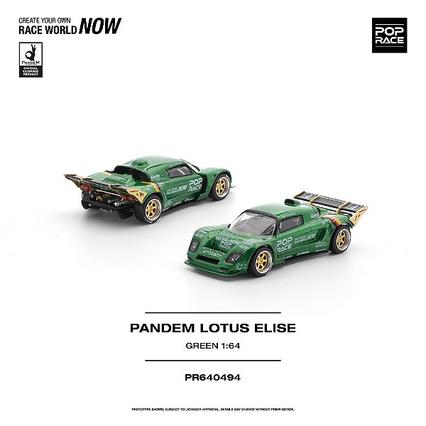 *** PRÉ-ORDER *** PANDEM Lotus Elise 1:64 POP RACE Verde QTD3
