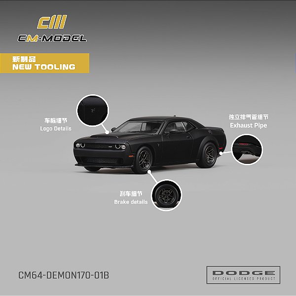 *** PRÉ-ORDER *** Dodge Demon 170 1:64 CM Model Preto QTD3