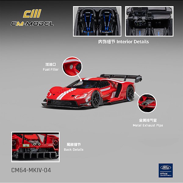 *** PRÉ-ORDER *** Ford GT Mk IV 1:64 CM Model Vermelho QTD3