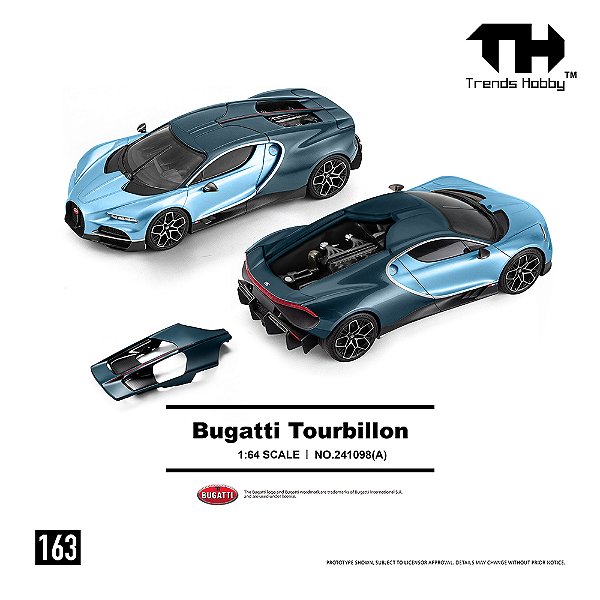 *** PRÉ-ORDER *** Bugatti Tourbillon 1:64 Trends Hobby Azul QTD3