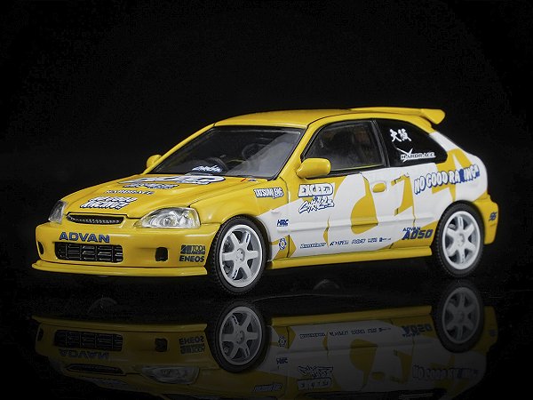 *** PRÉ-VENDA *** Honda Civic TYPE R (EK9) Exclusivo HK ToyCar Salon 2026 1:64 MOTORHELIX Amarelo