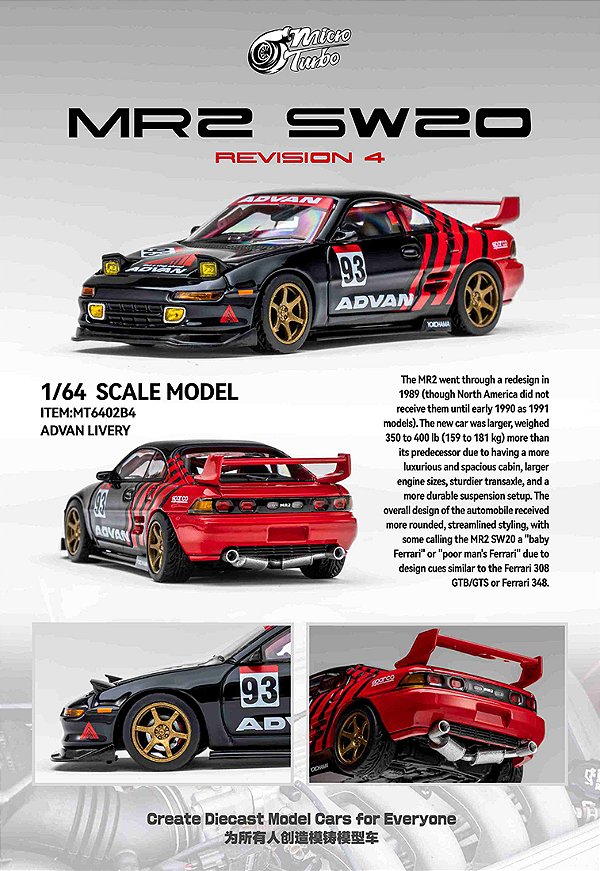 *** PRÉ-ORDER *** MR2 SW20 ADVAN 1:64 Microturbo QTD3