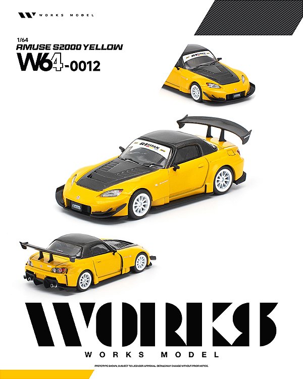 *** PRÉ-ORDER *** Amuse S2000 1:64 Works Model Amarelo QTD3