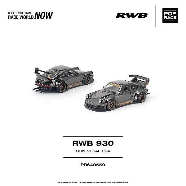 *** PRÉ-ORDER *** RWB 930 Gun Metal STELLA ARTOIS 1:64 POP RACE QTD4
