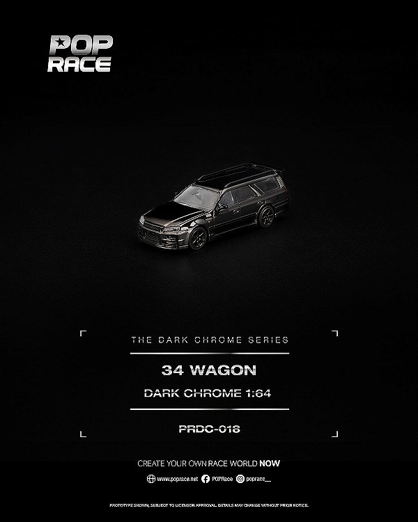 *** PRÉ-ORDER *** R34 Wagon 1:64 POP RACE Dark Chrome QTD4