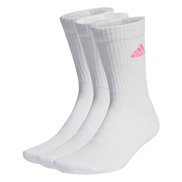 Meia Adidas Cush Crw Cano Alto Kit 3 Branco  IP2635