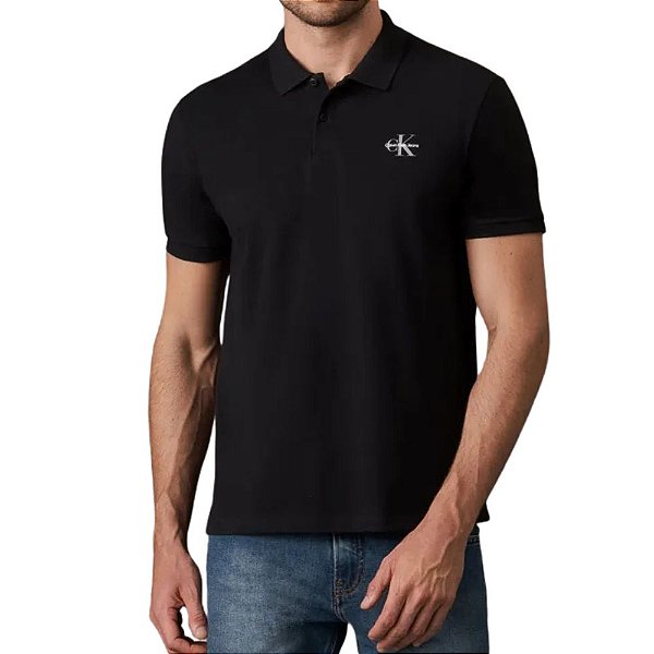 Camiseta Polo Calvin Klein Jeans Regular Fit Preto   CKJM201-0987