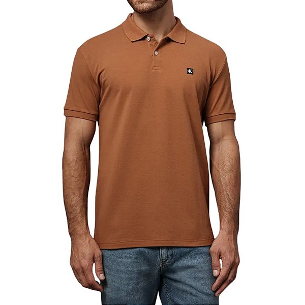 Camiseta Polo Calvin Klein Jeans Regular Fit Marrom  CKJM207I-0749