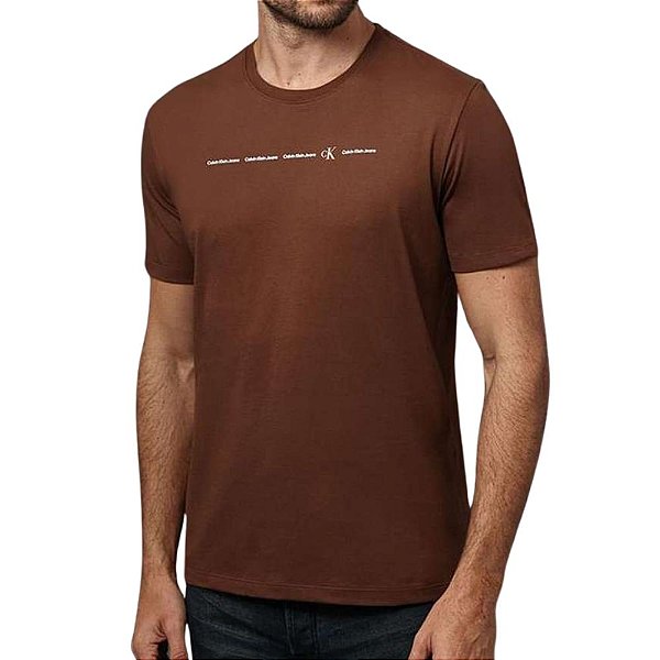 Camiseta Calvin Klein Jeans Meia Malha Marrom    CKJM117I-0778