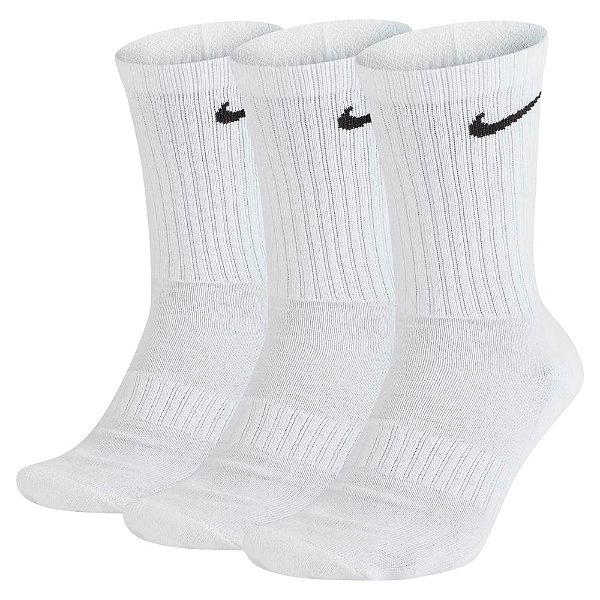 Meia Nike Everyday Cushioned Crew Branco Kit c/3      SX7664-100