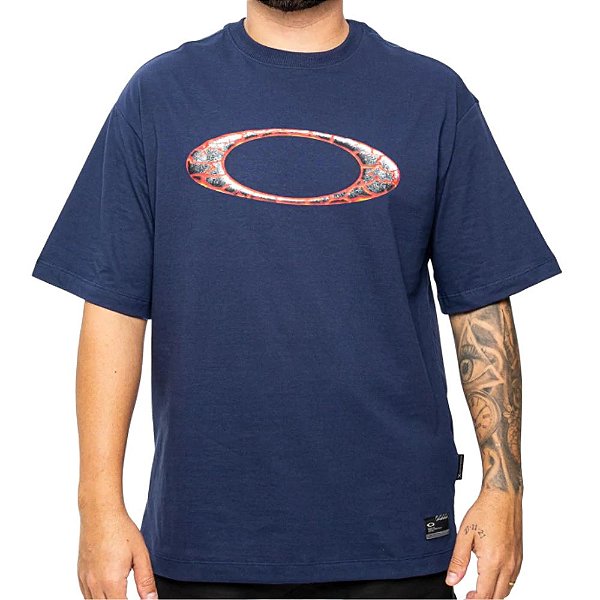 Camiseta Oakley Ellipse Flame Tee Dark Blue FOA407221-609