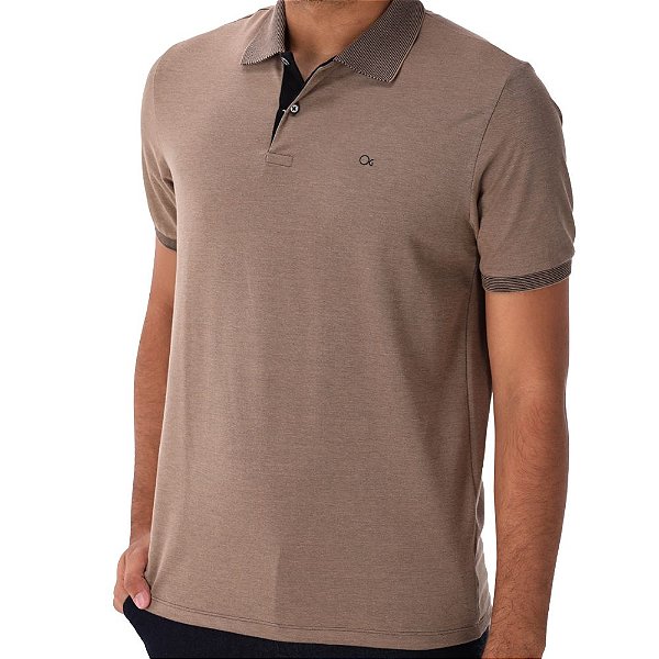 Camisa Polo Ogochi Slim Casual Piquet Marrom 007494035-1316