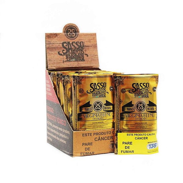 TABACO SASSO DESTALADO VIRGÍNIA BLEND 25G - CX 10 BAG