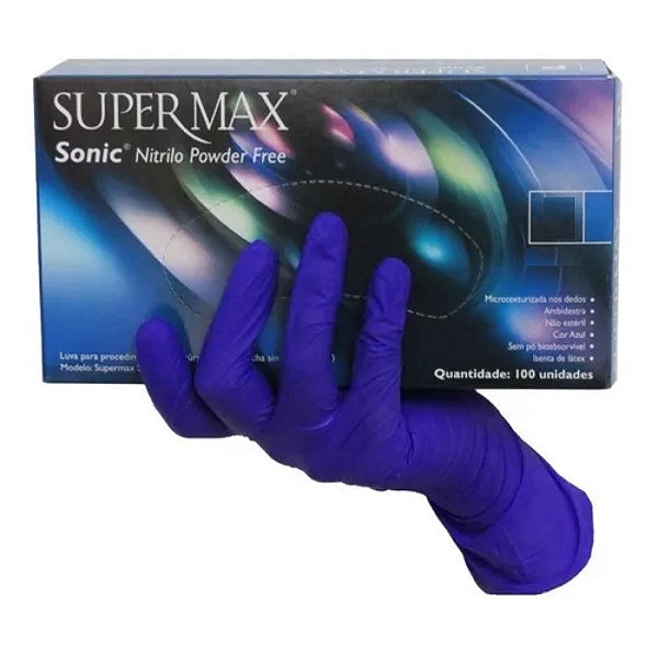 Supermax | Luva Nitrílica G Azul | Alta Resistência, Precisão e Conforto para Uso Profissional e Procedimentos | REF:3079