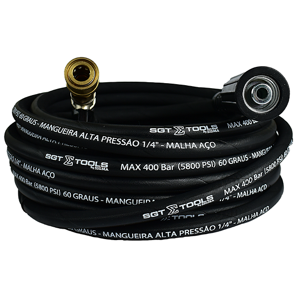 Sigma Mangueira Trama de Aço para Lavadoras 12M | 5800 PSI | Engate Rápido M22-1/4 | REF:6149
