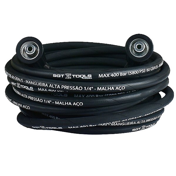 Mangueira Alta Pressão 12 Metros com Trama de Aço Sigma | Conexão M22/14 até 5800 PSI | REF: 6148