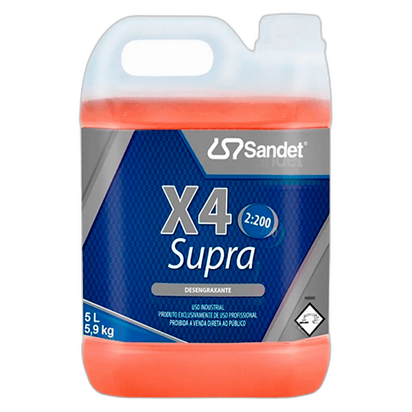 Sandet X4 Supra R 5L | Desengraxante Alcalino para Motores, Chassis e Equipamentos Industriais | REF: 5206
