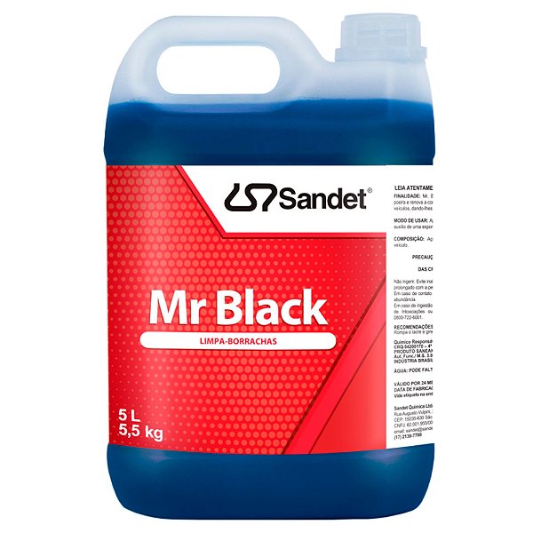 Sandet Mr. Black 5L | Pretinho Líquido para Pneus com Brilho Intenso | Rendimento Profissional | REF: 2794