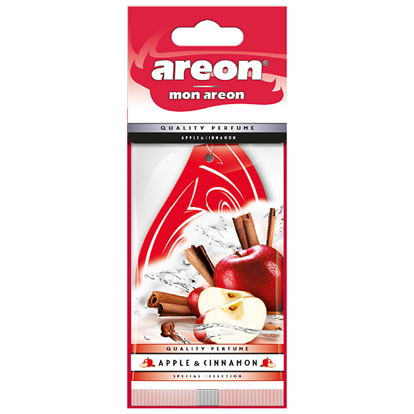 Areon Papel Apple & Cinnamon | Aromatizante Sofisticado para Carros e Pequenos Espaços | Perfume de Maçã e Canela | REF:1600