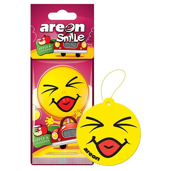 Areon Papel Smile Maçã e Canela | Aromatizante com Fragrância de Maçã e Canela | Durabilidade até 40 dias | REF:5804