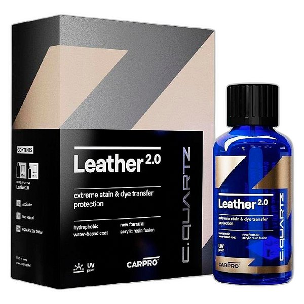 CQuartz Leather 2.0 & Vinyl CarPro 30ml | Revestimento de Alta Resistência para Couro e Vinil | Proteção UV Superior | REF:5389