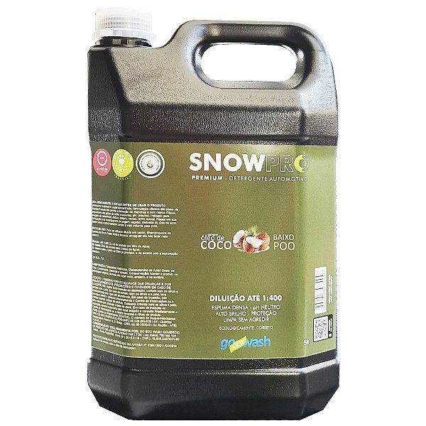 Go Eco Wash SnowPro 5L | Shampoo Automotivo Espuma Densa com Óleo de Coco | pH Neutro | REF:4967