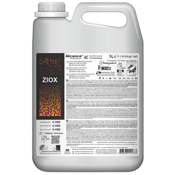 Alcance Shampoo Ácido Ziox+ 5L - Limpeza Profissional pH Ácido | Alta Performance | REF:6446