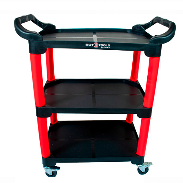 Sigma Carrinho 3 Bandejas Vermelho com Capacidade de 135 kg e Giro 360º | REF: 6540
