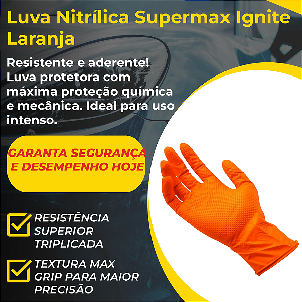 SUPERMAX LUVA PT 5 PARES TAM M - LARANJA REF: 6581