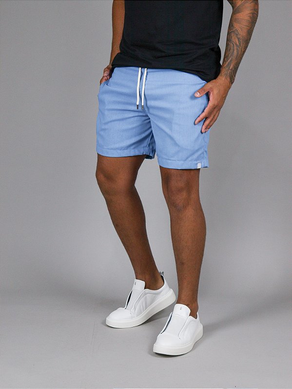 Shorts Linho Azul Bebe Bruder