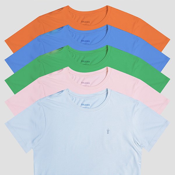 Kit 5 Camisetas Básicas Cottom Pima Bruder - Personalize do seu jeito
