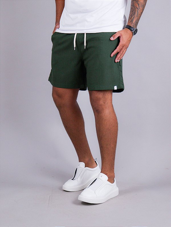 Shorts Linho Verde Musgo Bruder