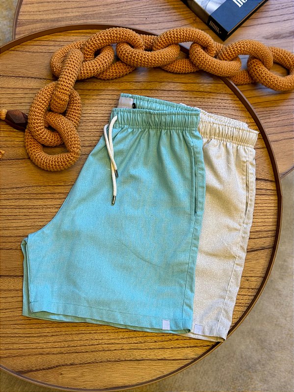 Kit Shorts Linho - Bege e Verde Água Bruder